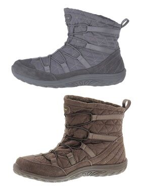 Set of 2 Skechers Reggae Fest Stedy Quilted Bungee Ankle Boots in Gray/Brown | 8